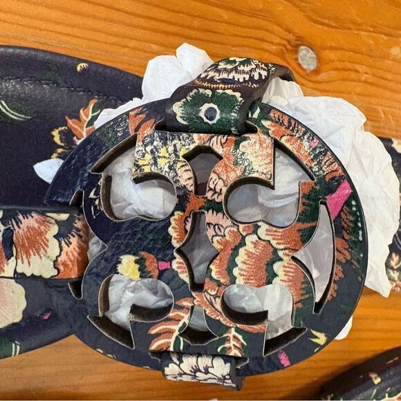 Tory Burch Miller Happy Times Navy Floral Sandals. Size 6M. NEW!! - Picture 6 of 9
